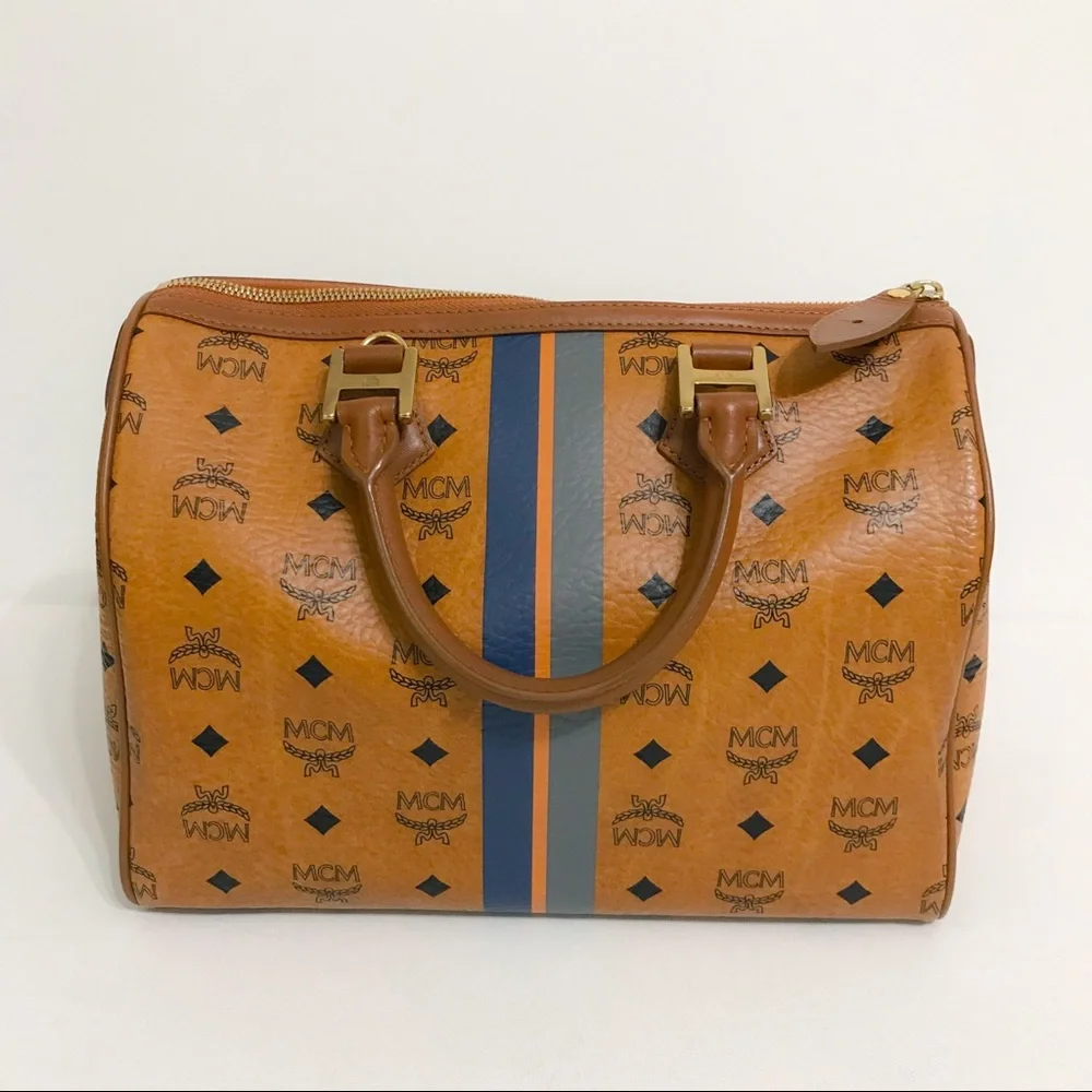 MCM Brown and Blue Satchel - Picture 2 of 8